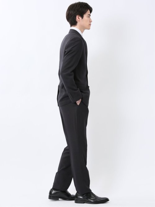 ストレッチウォッシャブル スリムフィット 2ボタン2ピーススーツ ジオメトリック黒