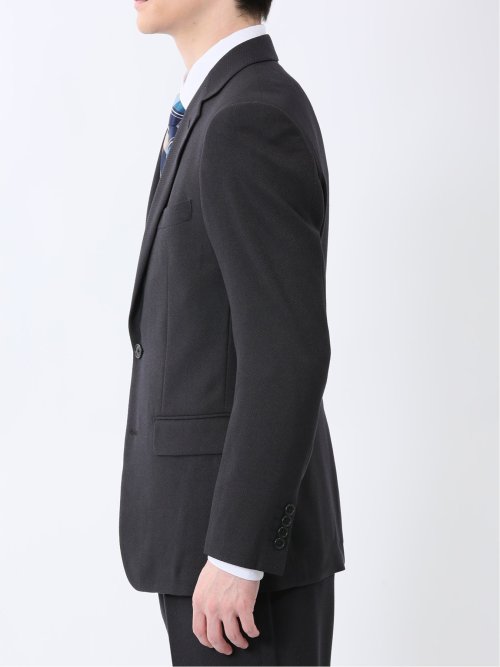 ストレッチウォッシャブル スリムフィット 2ボタン2ピーススーツ ジオメトリック黒