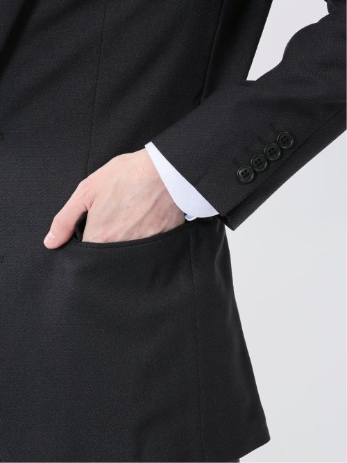 ストレッチウォッシャブル スリムフィット 2ボタン2ピーススーツ ジオメトリック黒