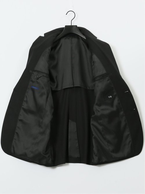 ストレッチウォッシャブル スリムフィット 2ボタン2ピーススーツ 組織黒