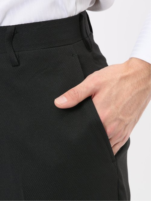 ストレッチウォッシャブル スリムフィット 2ボタン2ピーススーツ 組織黒