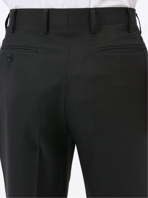 ストレッチウォッシャブル スリムフィット 2ボタン2ピーススーツ 組織黒