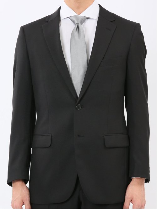 ストレッチウォッシャブル スリムフィット 2ボタン2ピーススーツ 組織黒