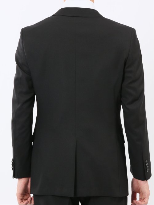 ストレッチウォッシャブル スリムフィット 2ボタン2ピーススーツ 組織黒