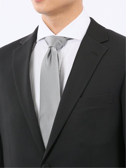 ストレッチウォッシャブル スリムフィット 2ボタン2ピーススーツ 組織黒