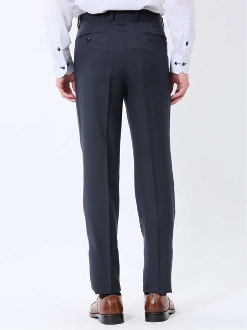 ストレッチウォッシャブル スリムフィット 2ボタン2ピーススーツ ジオメトリック紺