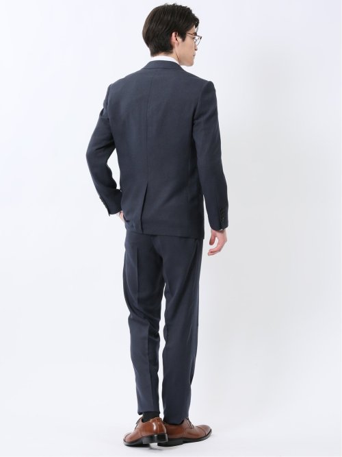 ストレッチウォッシャブル スリムフィット 2ボタン2ピーススーツ ジオメトリック紺