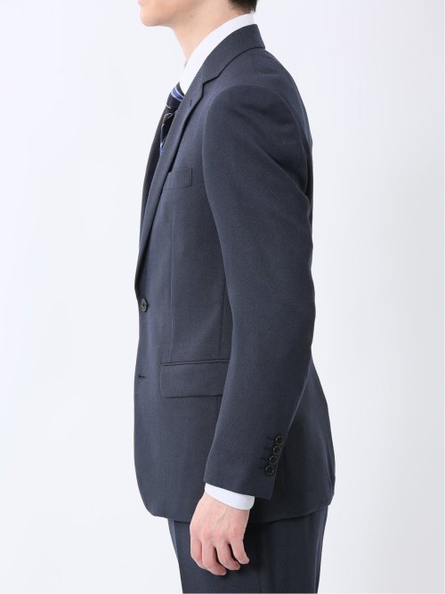 ストレッチウォッシャブル スリムフィット 2ボタン2ピーススーツ ジオメトリック紺