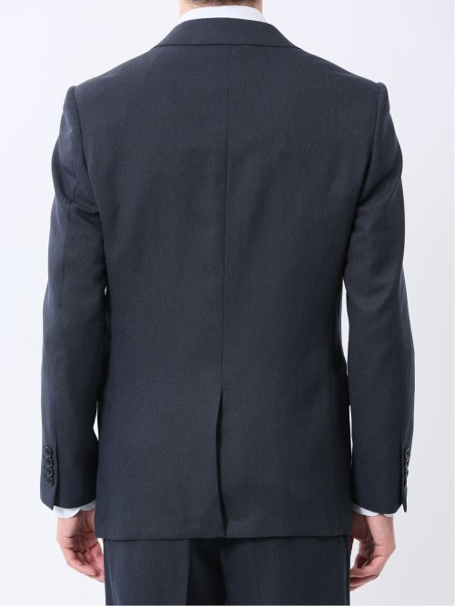 ストレッチウォッシャブル スリムフィット 2ボタン2ピーススーツ ジオメトリック紺