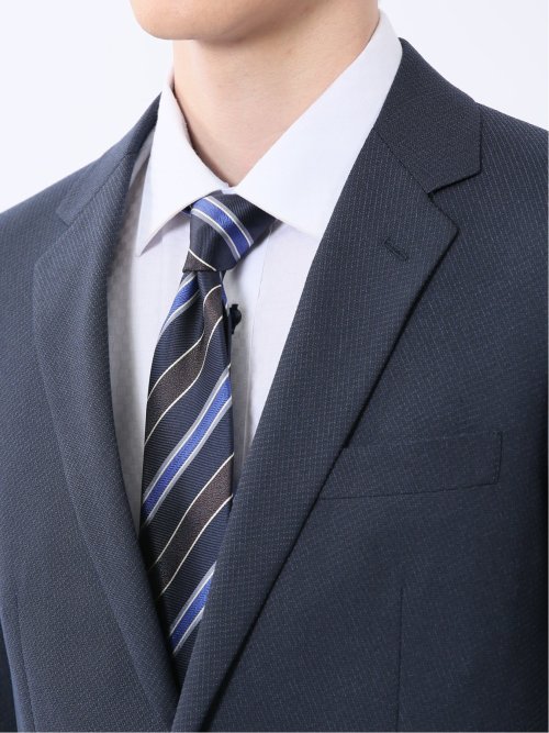 ストレッチウォッシャブル スリムフィット 2ボタン2ピーススーツ ジオメトリック紺