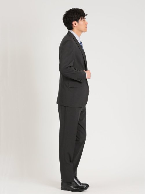 軽量ストレッチ レギュラーフィット 2ボタン2ピーススーツ ストライプ黒