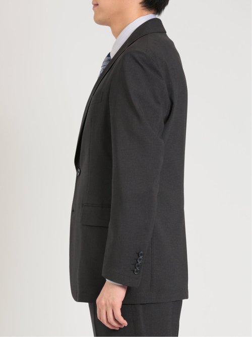 軽量ストレッチ レギュラーフィット 2ボタン2ピーススーツ ストライプ黒