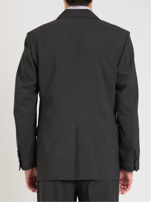 軽量ストレッチ レギュラーフィット 2ボタン2ピーススーツ ストライプ黒