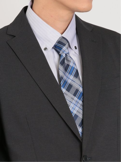 軽量ストレッチ レギュラーフィット 2ボタン2ピーススーツ ストライプ黒