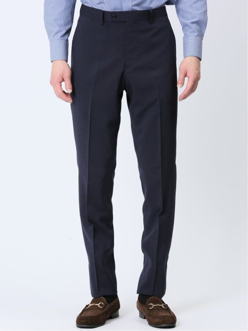 ストレッチウォッシャブル スリムフィット 2ボタン2ピーススーツ マイクロストライプ紺