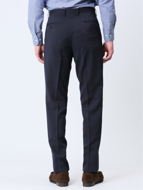 ストレッチウォッシャブル スリムフィット 2ボタン2ピーススーツ マイクロストライプ紺