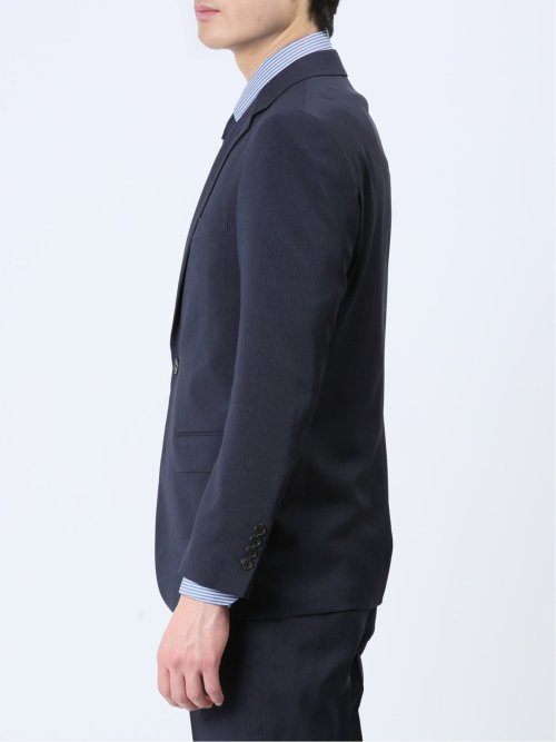 ストレッチウォッシャブル スリムフィット 2ボタン2ピーススーツ マイクロストライプ紺
