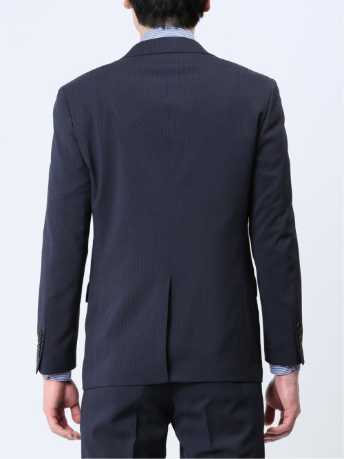 ストレッチウォッシャブル スリムフィット 2ボタン2ピーススーツ マイクロストライプ紺