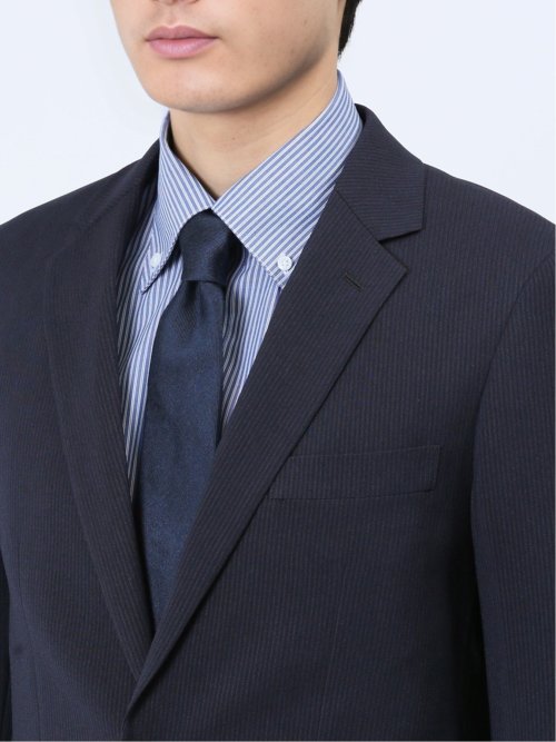 ストレッチウォッシャブル スリムフィット 2ボタン2ピーススーツ マイクロストライプ紺