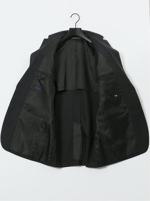 ストレッチウォッシャブル スリムフィット 2ボタン2ピーススーツ シャドーチェック黒