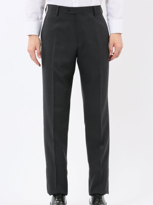 ストレッチウォッシャブル スリムフィット 2ボタン2ピーススーツ シャドーチェック黒