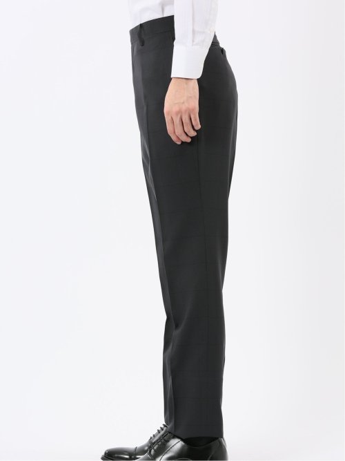 ストレッチウォッシャブル スリムフィット 2ボタン2ピーススーツ シャドーチェック黒