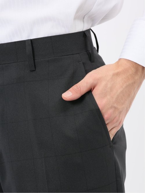 ストレッチウォッシャブル スリムフィット 2ボタン2ピーススーツ シャドーチェック黒