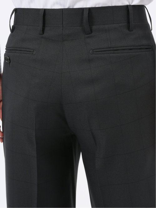 ストレッチウォッシャブル スリムフィット 2ボタン2ピーススーツ シャドーチェック黒