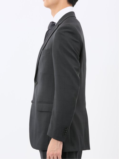 ストレッチウォッシャブル スリムフィット 2ボタン2ピーススーツ シャドーチェック黒