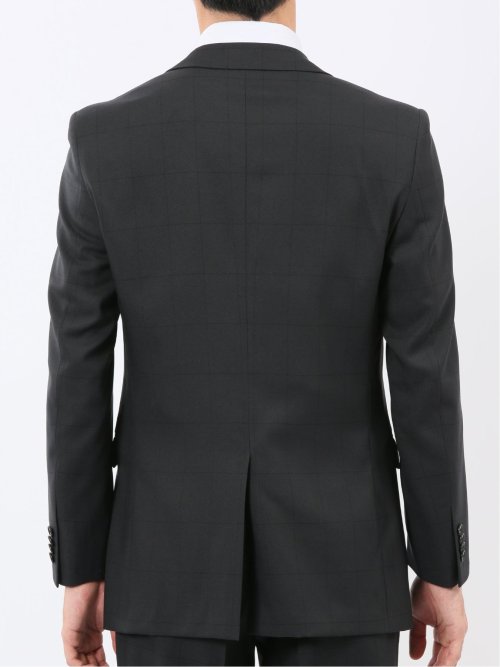 ストレッチウォッシャブル スリムフィット 2ボタン2ピーススーツ シャドーチェック黒