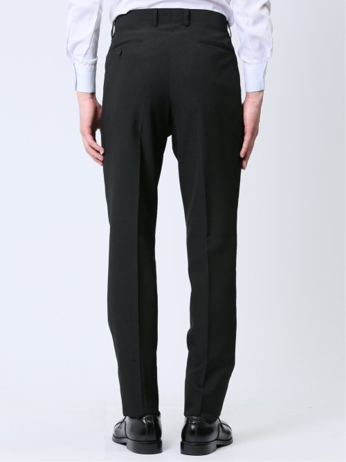 ストレッチウォッシャブル スリムフィット 2ボタン2ピーススーツ シャドーストライプ黒