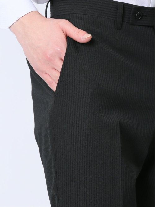 ストレッチウォッシャブル スリムフィット 2ボタン2ピーススーツ シャドーストライプ黒