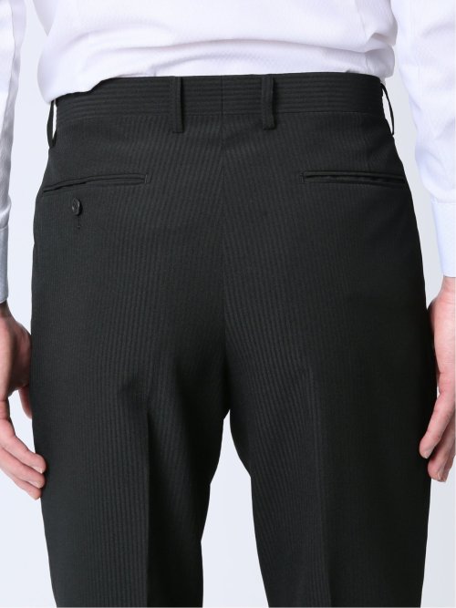 ストレッチウォッシャブル スリムフィット 2ボタン2ピーススーツ シャドーストライプ黒