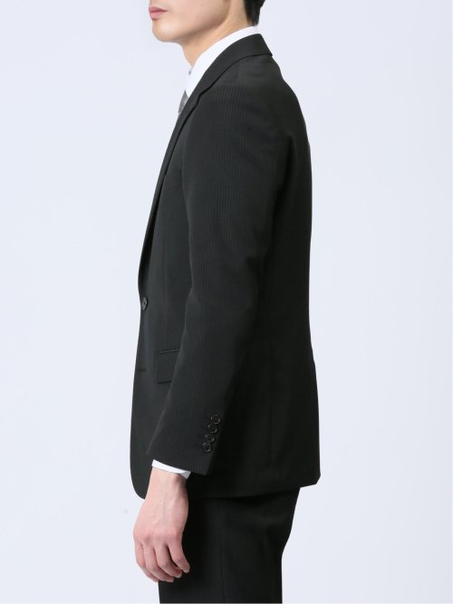 ストレッチウォッシャブル スリムフィット 2ボタン2ピーススーツ シャドーストライプ黒