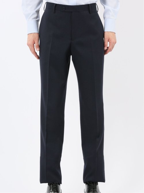 ストレッチウォッシャブル スリムフィット 2ボタン2ピーススーツ 組織紺