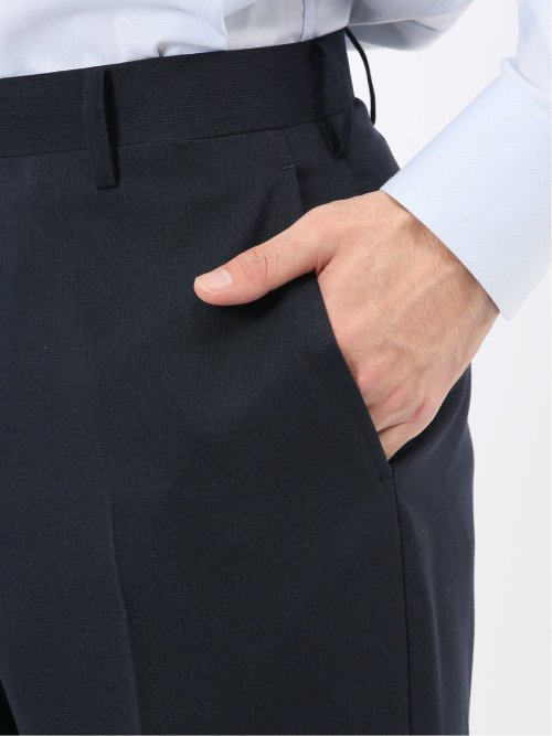 ストレッチウォッシャブル スリムフィット 2ボタン2ピーススーツ 組織紺