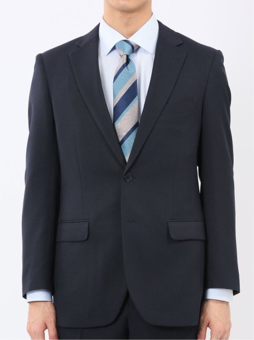 ストレッチウォッシャブル スリムフィット 2ボタン2ピーススーツ 組織紺