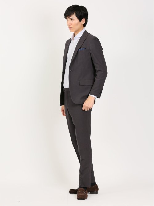 軽量ストレッチ レギュラーフィット 2ボタン2ピーススーツ ストライプグレー