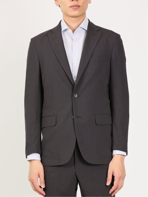 軽量ストレッチ レギュラーフィット 2ボタン2ピーススーツ ストライプグレー