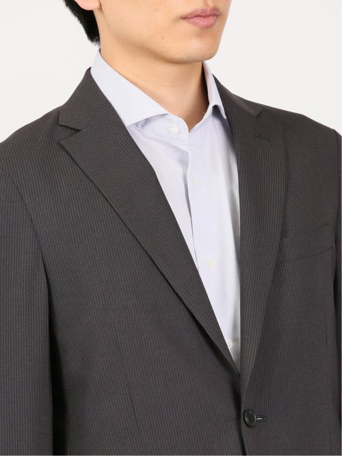 軽量ストレッチ レギュラーフィット 2ボタン2ピーススーツ ストライプグレー