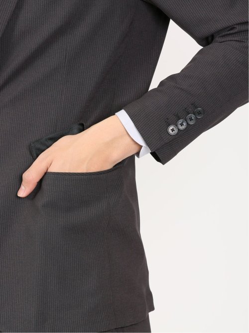 軽量ストレッチ レギュラーフィット 2ボタン2ピーススーツ ストライプグレー