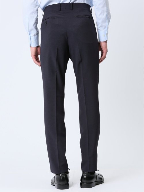 ストレッチウォッシャブル スリムフィット 2ボタン2ピーススーツ マイクロチェック紺