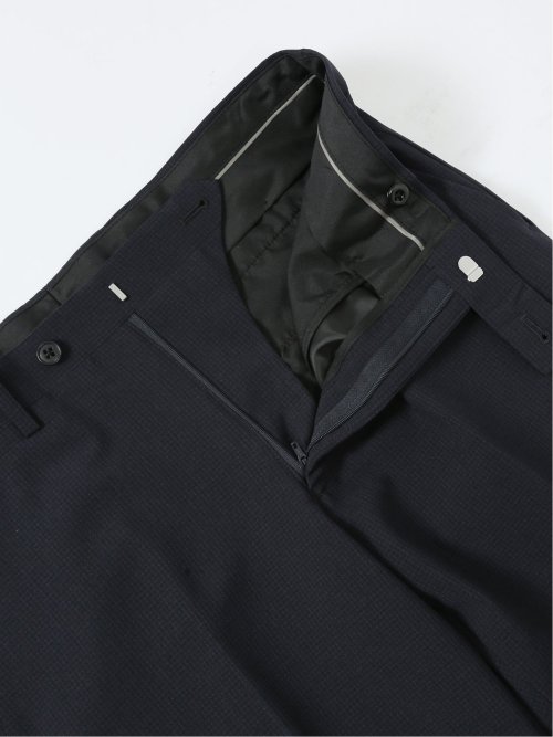 ストレッチウォッシャブル スリムフィット 2ボタン2ピーススーツ マイクロチェック紺