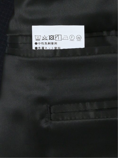 ストレッチウォッシャブル スリムフィット 2ボタン2ピーススーツ マイクロチェック紺