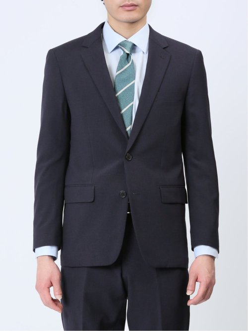 ストレッチウォッシャブル スリムフィット 2ボタン2ピーススーツ マイクロチェック紺