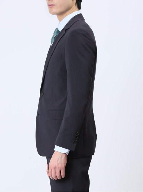 ストレッチウォッシャブル スリムフィット 2ボタン2ピーススーツ マイクロチェック紺