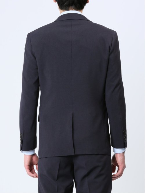 ストレッチウォッシャブル スリムフィット 2ボタン2ピーススーツ マイクロチェック紺