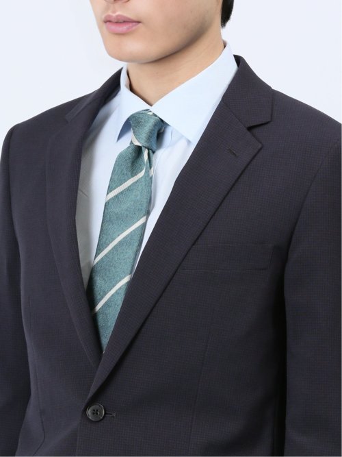ストレッチウォッシャブル スリムフィット 2ボタン2ピーススーツ マイクロチェック紺