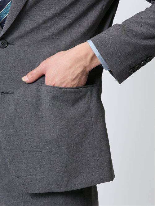 ストレッチウォッシャブル レギュラーフィット 2ボタン2ピーススーツ 無地グレー