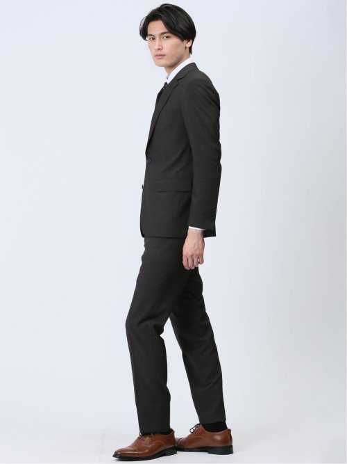 ストレッチウォッシャブル スリムフィット 2ボタン2ピーススーツ ウィンドペングレー